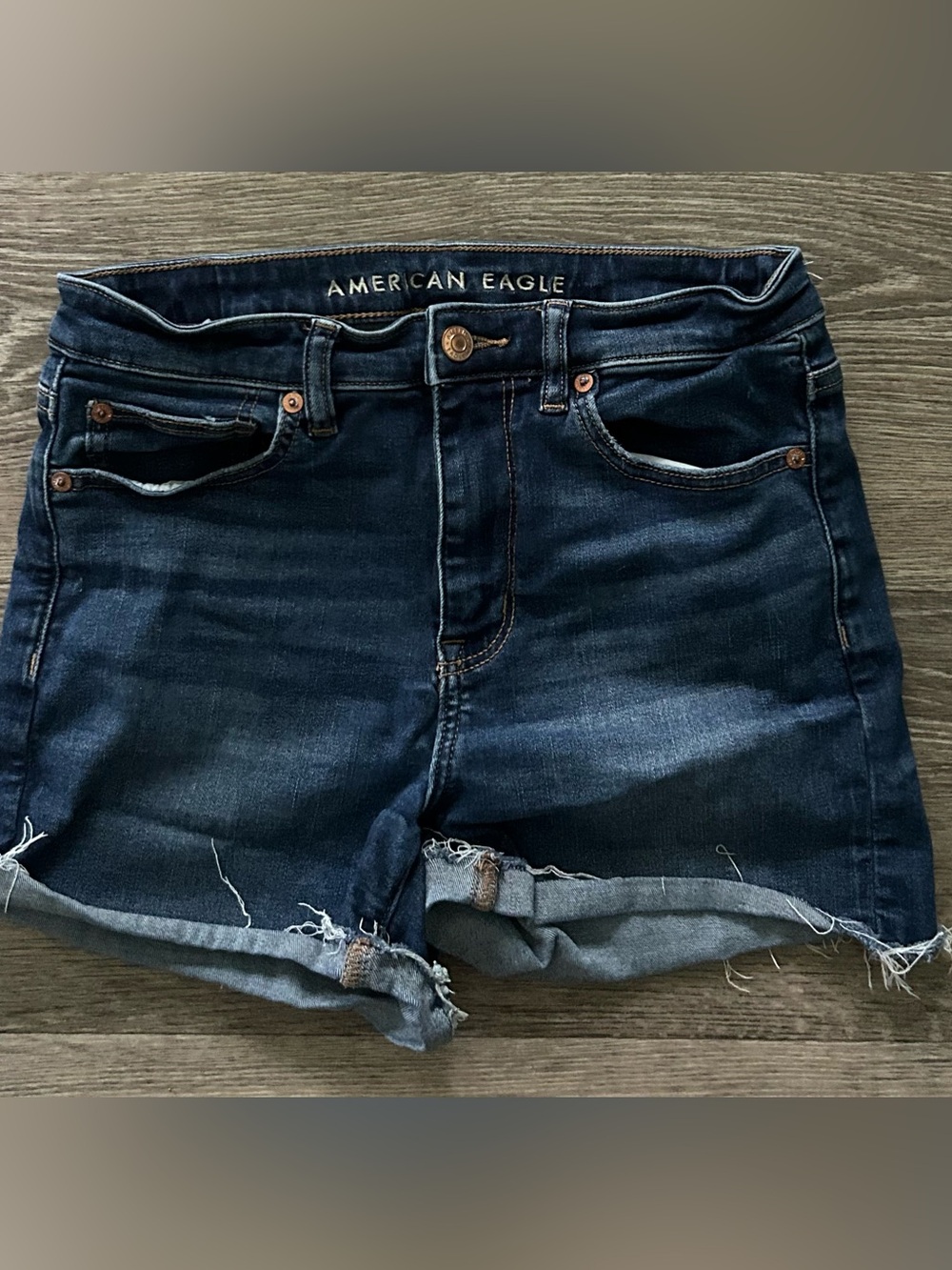American Eagle Outfitters Dark Indigo Rolled Hem Denim Shorts